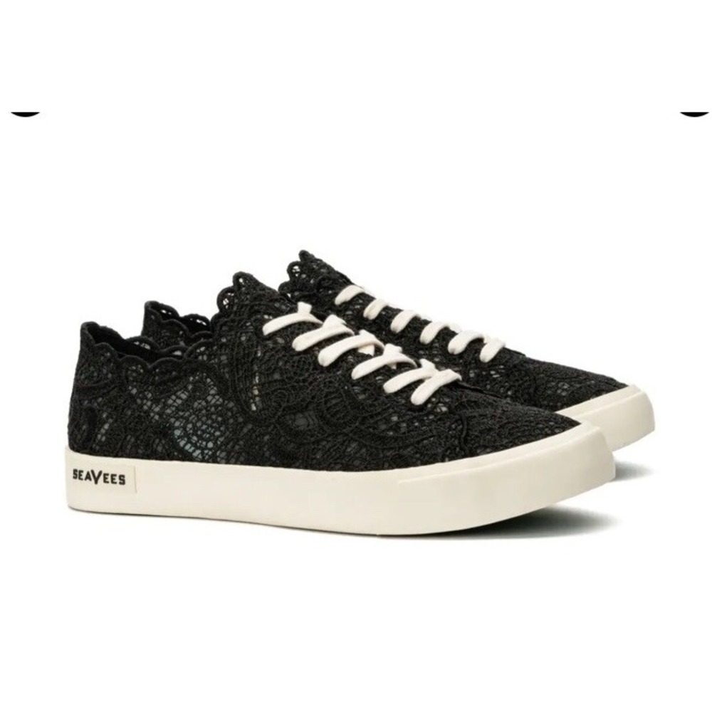 Women's SEAVEES Wilder Lace Up Black Embroidered Lace Shoes Sz 9.5 NEW‎